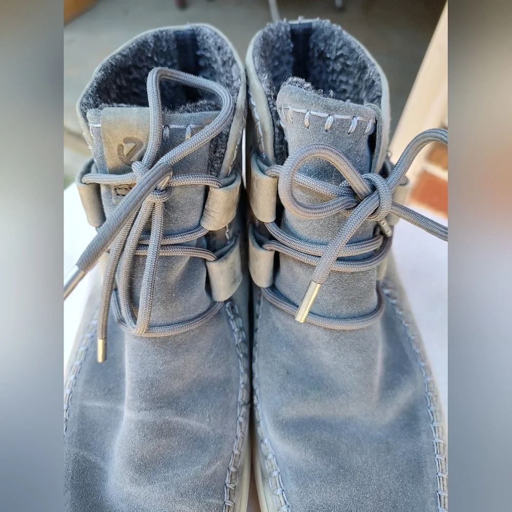 🏵️ Ecco Blue Grey Suede Moc Ankle Boots 🏵️ - Picture 2 of 10